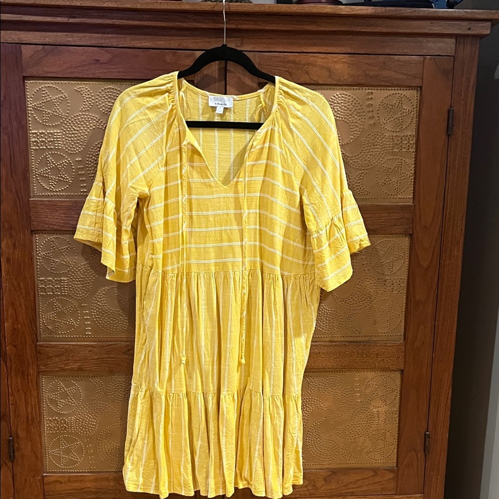 Robbie Bee Yellow and White Striped Summer Dress